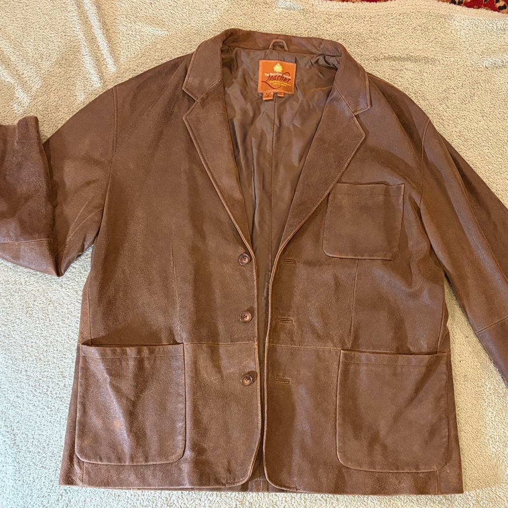 The Territory Ahead Men’s Light Brown Suede Leather Shirt Jacket sz XXL